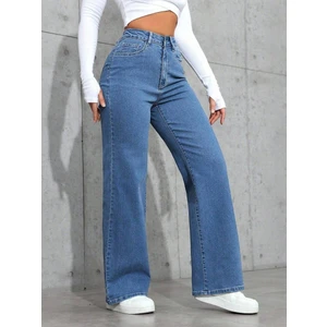 Kadın Baggy Fit Denim Jean Yıkamalı Pantolon