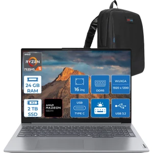 Thinkbook 16 G7 Ryzen 5 7535HS 24GB Ddr5 2tb SSD Amd Radeon 660M 16" Wuxga IPS 300NITS Windows 11 Pro Taşınabilir Bilgisayar 21MW000PTRH07 + Zettaçanta