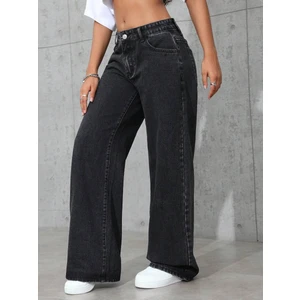 Kadın Baggy Fit Denim Jean Yıkamalı Pantolon