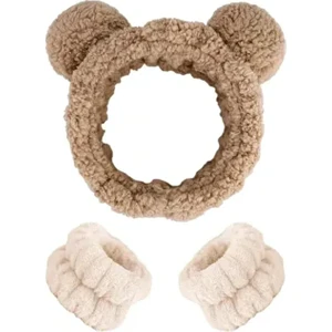 Peluş Ayıcık Bileklik + Makyaj ve Banyo Bandı Seti