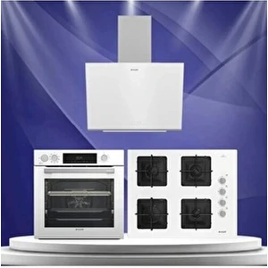 Beyaz Buhar Destekli Ankastre Set