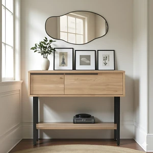 Robin Home Antre Hol Salon Aynalı Dresuar Kapaklı Metal Ayaklı No1 Sepet