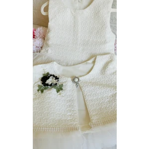 Kız  Bebek ve Çocuk 2 Farklı Renkli Bolerolu Dantel Detaylı Abiye Elbise