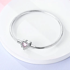 Kanatlı Kalp Pembe Taş Pandora Model Bileklik
