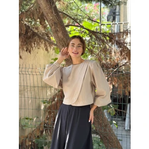 Alisa Kapaklı Retro Gömlek Kadın Kum