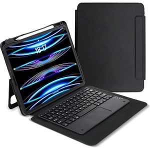 Samsung Galaxy Tab S10 Lite Darbeye Dayanıklı Kalemlikli Touchpadli Ingilizce Q Klavyeli 2 In 1 Protection Kılıf SM-X400