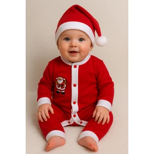 Kız Erkek Bebek Yılbaşı Noel Temalı Tulum Şapka Takımı