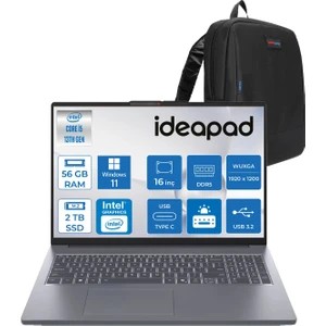 Ideapad Slim 3 16IRH10 Intel Core I5 13420H 56GB 1tb SSD + 1tb SSD Windows 11 Home 16" Wuxga (1920X1200) IPS 300NITS Taşınabilir Bilgisayar IP83K20077TRH16 + Zetta Çanta