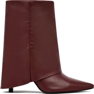 Kadın Bordo Ince Topuklu Deri Bot 25AFD160218