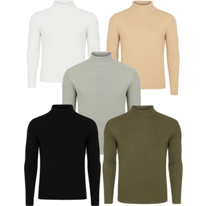 5'li Paket Yarım Boğazlı Erkek Kazak