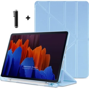 Lenovo Tab M10 TB311FU 10.1 Inç Tablet Kılıf Katlanır Kalemli Bölmeli Standlı Uyku Modlu Akıllı Kapak Yumuşak Silikon
