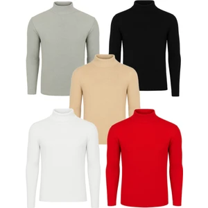 5'li Paket Yarım Boğazlı Erkek Kazak