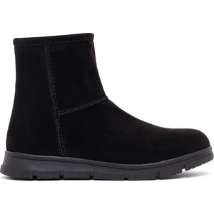 Kadın Siyah Fermuarlı Süet Teddy Bot 25WFE250910