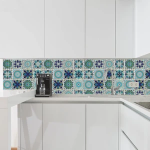 Mutfak Tezgah Arası Kaplama 60CM x 100CM Desenli Yapışkanlı Folyo Fayans Masa Dolap Kaplama Sticker