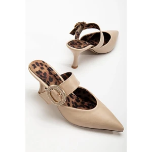 Yote Bej Cilt Topuklu Terlik