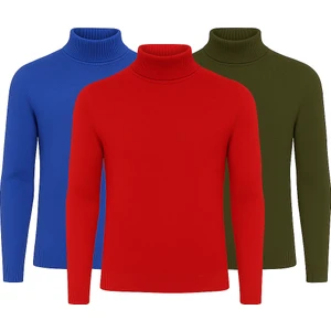 3'lü Paket Yarım Boğazlı Erkek Kazak