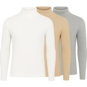 3'lü Paket Yarım Boğazlı Erkek Kazak