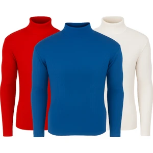 3'lü Paket Yarım Boğazlı Erkek Kazak