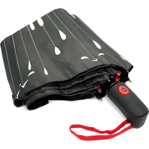 Yağmur Damlası Desenli Tam Otomatik Lux Kadın Şemsiyesi Siyah