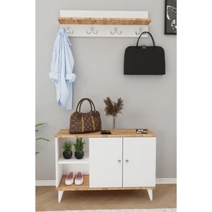 Zedra Vestiyer Ayakkabılık Portmanto ve Duvar Askısı Beyaz - Atlantik Çam