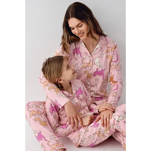 Anne Kız Gömlek Pijama Kombini, Kedili Pijama, Anne ve Çocuk Pijamalar Ayrı Ayrı Fiyatlandırılır