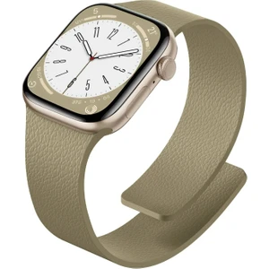 Apple Watch 11-10 42MM 9 8 7 41MM Se 6 5 4 40 2 3 38MM Uyumlu Manyetik Silikon Deri Dokulu Kordon