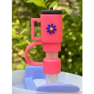 1 Adet Renkli 10 mm Için Pipet Tıpası Çiçekli Pipet Kapağı Quencher Pipet Tıpası 40 Oz ve 30 Oz Uyumlu