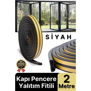 Güçlü Kendinden Yapışkanlı Kapı Pencere Soğuk Hava Geçirmez Yalıtım Izolasyon Siyah Fitil 2 Metre