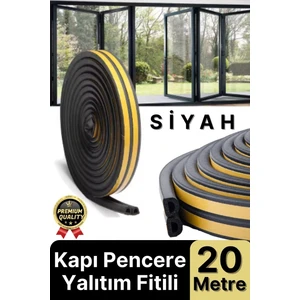 Güçlü Kendinden Yapışkanlı Kapı Pencere Soğuk Hava Geçirmez Yalıtım Izolasyon Siyah Fitil 20 Metre