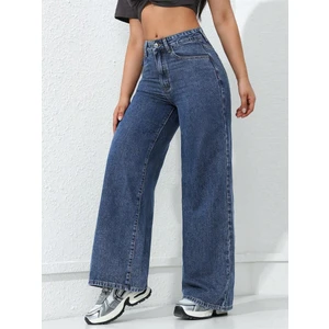 Kadın Baggy Fit Denim Jean Yıkamalı Pantolon