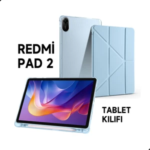 Xiaomi Redmi Pad 2 Uyumlu Kılıf Üçe Katlanan Kalem Bölmeli Standlı Tablet Kılıfı Uyandırma Özellikli