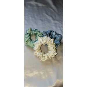 3'lü Saten Scrunchie Toka Seti - Beyaz, Açık Mavi, Su Yeşili | Saç Lastiği ve Saç Aksesuarı