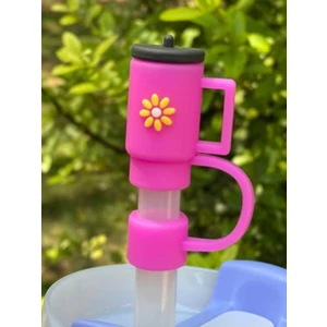 1 Adet Renkli 10 mm Için Pipet Tıpası Çiçekli Pipet Kapağı Quencher Pipet Tıpası 40 Oz ve 30 Oz Uyumlu