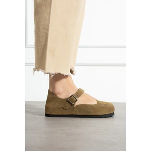 Ottawa Hakiki Deri Mantar Taban Ortopedik Kadın Babet