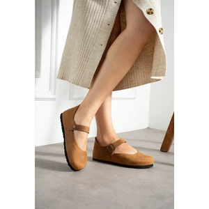 Ottawa Hakiki Deri Mantar Taban Ortopedik Kadın Babet