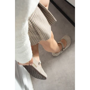 Ottawa Hakiki Deri Mantar Taban Ortopedik Kadın Babet