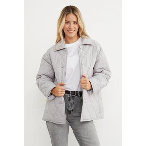 Kapitone Desenli Oversize Düğmeli Mont