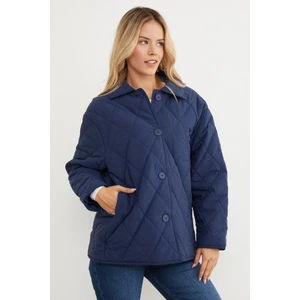 Kapitone Desenli Oversize Düğmeli Mont