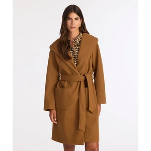 Kapüşonlu ve Kemerli Uzun Palto