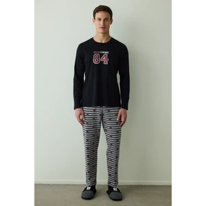 Erkek Speed Slogan Baskılı Pamuklu Pijama Takımı