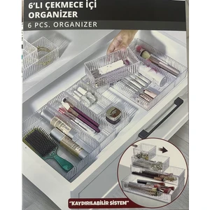 6'lı  Modüler Set Çekmece Içi Düzenleyici Makyaj, Banyo, Mutfak ve Ofis Çekmeceleriniz Için