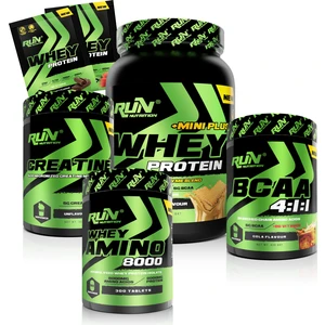 Run Nutrition Fitness Paketi Small Extra Kas Kütlesi - Whey Mini Plus, Creatine, Bcaa, AMINO8000 - Bisküvi, Kola - Hediyeli