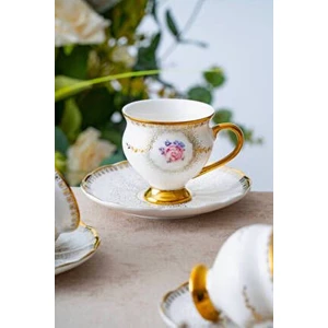 Dianna 6 Kişilik Kahve Fincanı Takımı 12 Parça Seramik Desenli 90 ml