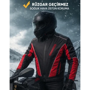 DRC Outdoor Kışlık Motorcu Montu – Rüzgar ve Su Geçirmez, Reflektörlü, Soğuk Hava Koruması