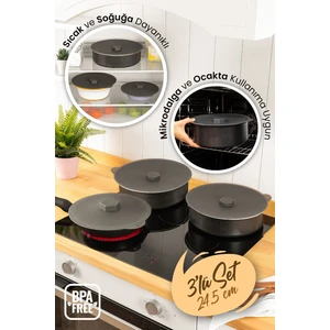 3'lü Orta Boy Silikon Tencere Tava Kapağı Isı Koruyucu