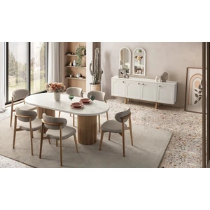 Ahşap Bohem Masa Takımı Masa Sandalye Takımı 90X180 Masa 6 Adet Bohem Sandalye