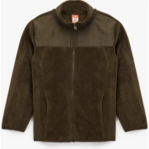 Uzun Kollu Cepli Dik Yaka Fermuarlı Polar Sweatshirt