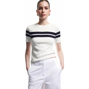 Viskon Kumaş Kısa Kollu Bisiklet Yaka Triko Sweatshirt