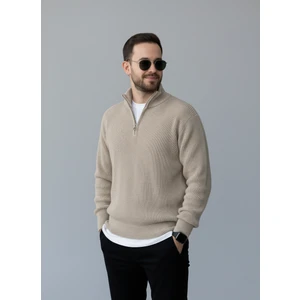 Alex Rosen Taş Triko Yarım Fermuar Kalın Kazak