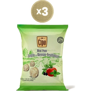 ÇİPO Zeytin ve Mevsim Yeşillikleri Çeşnili Pirinç Patlağı 60 g x 3 Paket (Glütensiz & Vegan)  